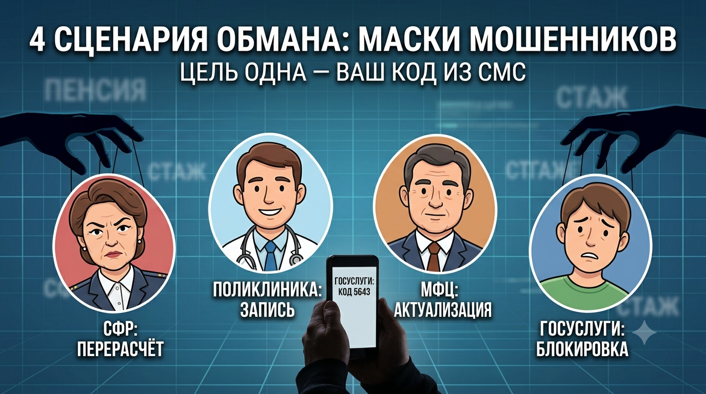 Звонок мошенников от имени Социального фонда о перерасчёте пенсии